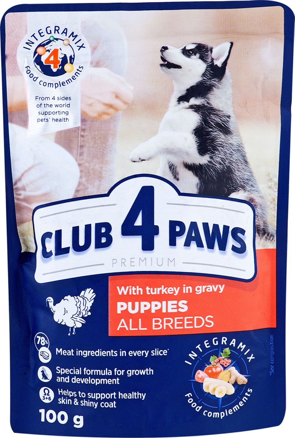 Храна за кученца пуйка в сос (CLUB 4 PAWS)