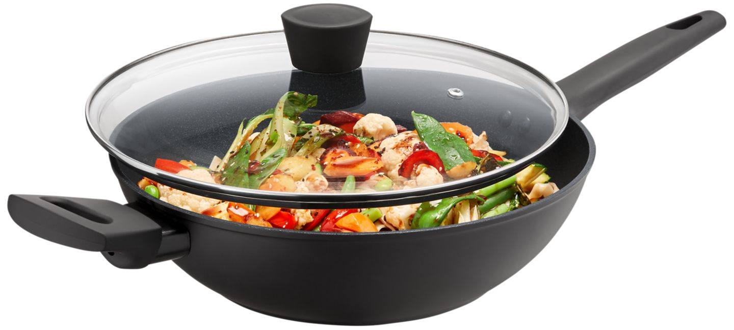 Уок тиган Diamond Stone с капак, Ø28 см (Russell Hobbs)